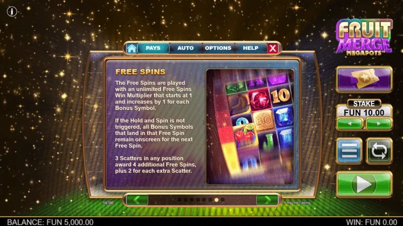 Fruit Merge Megapots - informacje o Free Spins i mnożniku