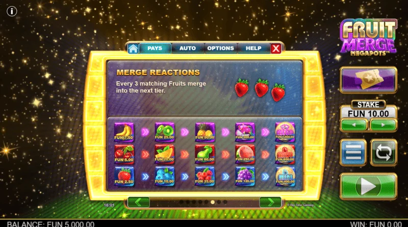 Fruit Merge Megapots - łączenie owoców w Hold and Spin